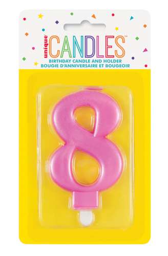 Metallic Pink Candle - No 8 - Click Image to Close